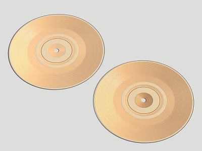 Two Golden Circular Textured Cymbals With Concentric Ring Patterns 3d model