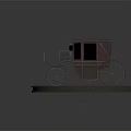 Vintage Red Carriage With Wooden Wheels And Decorative Details On Stone Platform