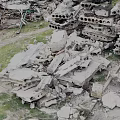 Collapsed Building Debris With Scattered Concrete Rubble And Broken Structures 3d model