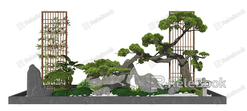 New Chinese style landscape sketch courtyard landscape model