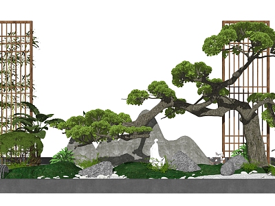 New Chinese style landscape sketch courtyard landscape model