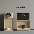 Poliform Water Dispensers With Digital Displays Cups And Golden Body Design