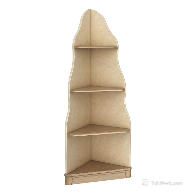 Stylish Wooden Decorative Cabinet With Multiple Shelves And Wave Shaped Design 3d model 