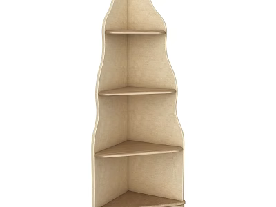 Stylish Wooden Decorative Cabinet With Multiple Shelves And Wave Shaped Design 3d model
