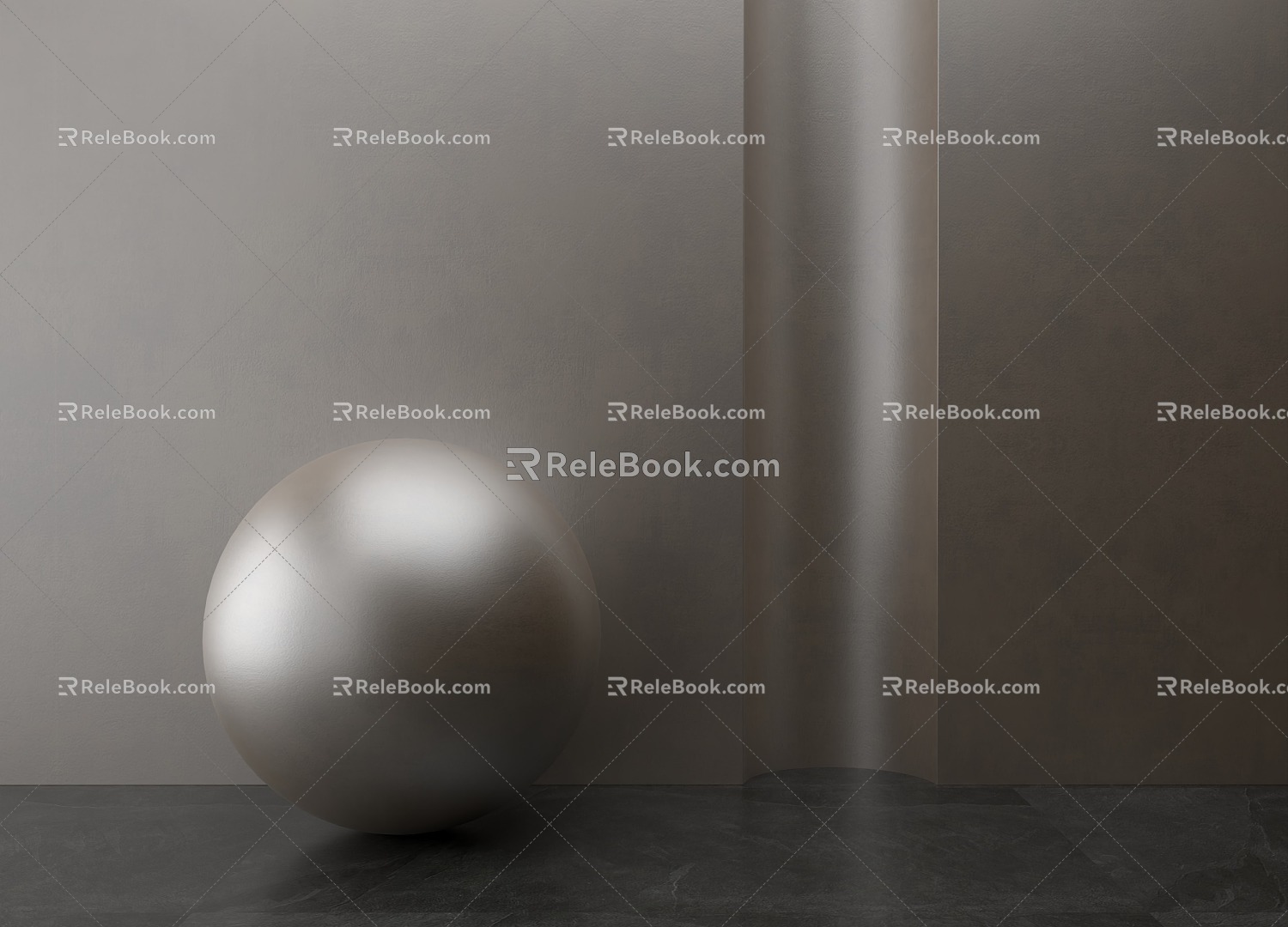 Modern metal distressed champagne silver 3d model