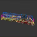 Vintage Railroad Court Line Model Train Locomotive with Black Yellow and Red Details