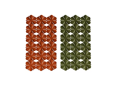 Red And Green Decorative Partitions With Clover Patterned Design For Interior Decoration 3d model