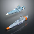 Two Different Colored 3D Model Spacecraft With Detailed Aerospace Design For Cosmic Missions