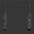 Two Classic Silver Metal Pistols With Red Shiny Grips On Dark Background