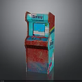 Vibrant Shinobi Arcade Cabinet With Red Blue Graffiti Design And Game Screen