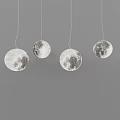 Decorative Four Hanging Chandeliers Featuring Moon Surface Texture On Gray Background 3d model