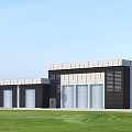 Appearance Perspective of Modern Factory Building Factory Garden 3d model