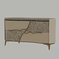 Elegant Beige Console Table With Marble Top Patterned Surface And Golden Slim Legs