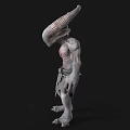Game And Movie Fantasy Character With Large Horns Pale Skin Emaciated Body And Tattered Cloth