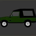 Green Two Door Classic Off Road Vehicle With Black Roof And White Rims