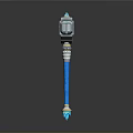 Futuristic Sci Fi Weapon Blue Silver Hammer With Geometric Head And Long Handle 3d model