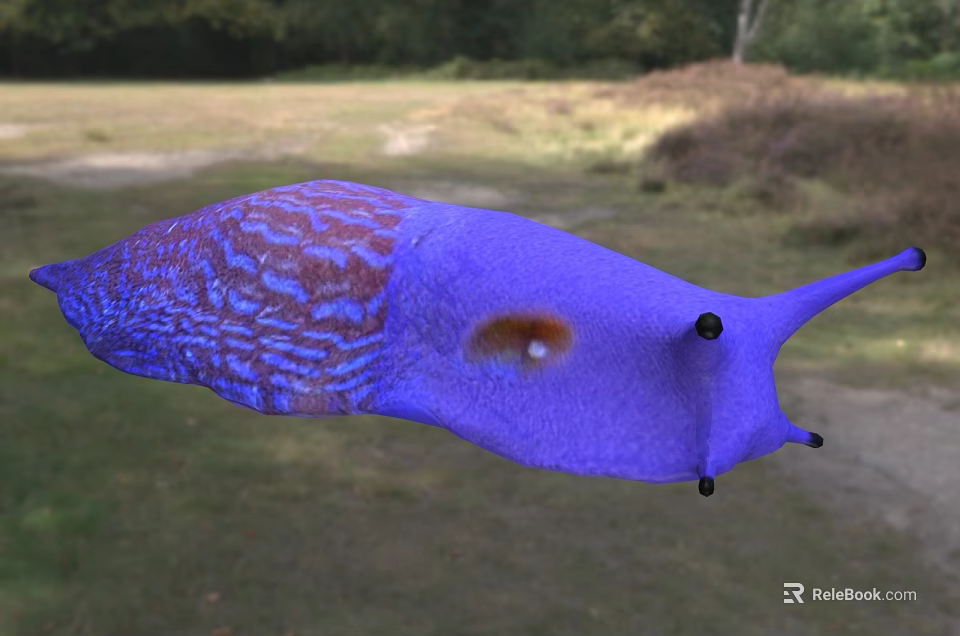 Vibrant Purple Reptile Lizard in Natural Grassland with Green Trees 3d model 