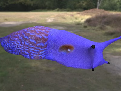 Vibrant Purple Reptile Lizard in Natural Grassland with Green Trees 3d model
