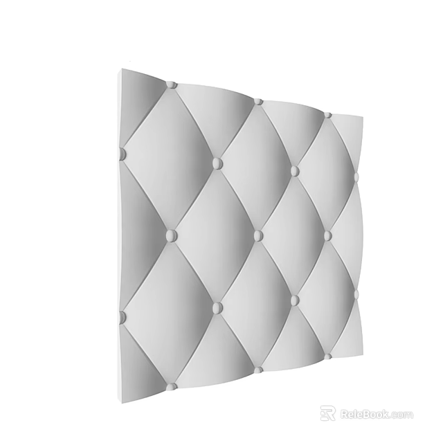 Button Tufted Upholstered Wall Panel With Diamond Pattern Soft Fabric Interior Decor Design 3d model