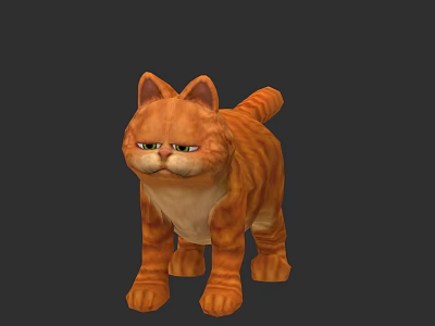 Cute Cartoon Orange Cat With Striped Fur And Expressive Green Eyes 3d model