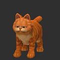 Cute Cartoon Orange Cat With Striped Fur And Expressive Green Eyes