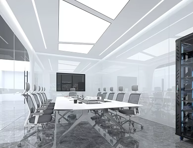 Modern conference room meeting table and chair combination 3d model
