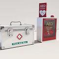 Medical Devices With First Aid Box And AED For Emergency Response 3d model