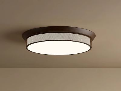 Round Flush Mount Ceiling Light With White Lampshade And Dark Frame Modern Design 3d model