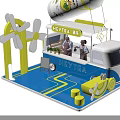 HEYTEA Functional Vehicle Display with Windmill Decorations Large Beverage Bottle Model and People