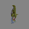 Detailed Green Textured Sci Fi Fantasy Weapon 3D Model Featuring Blade And Accents