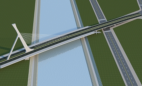 bridge suspension cable bridge highway bridge 3d model