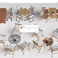 Assorted Table And Chair Sets Including Round Square Designs And Fire Pit 3d model