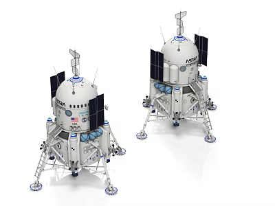 Advanced Industrial Lander Equipment With Solar Panels Antennas And Landing Legs 3d model