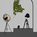 Modern Interior Lighting Combinations With Tripod Floor Lamps And Green Plants