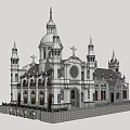 Historic Architectural Building With Dome Spires Arched Entrance And Stained Glass Windows