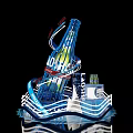 Eye Catching Photo Spot Featuring Blue Miller Lite Bottle Shape With Illuminated Wave Base