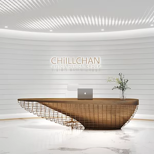 Modern Reception Desk Company Front Desk 3d model
