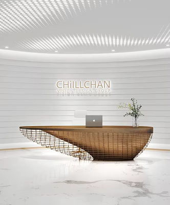 Modern Reception Desk Company Front Desk 3d model