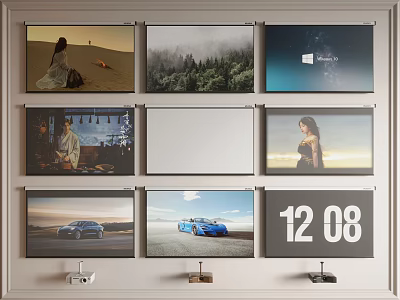 Projection Monitoring Shows Multiple Screens With Content 3d model