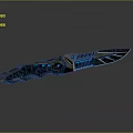 Futuristic Sci-Fi Knife With Blue Glowing Elements And Metallic Blade Design 3d model
