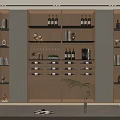 Modern Wine Cabinet Design With Lighting Shelves Wine Bottles Glasses And Decorative Items