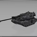 Modern Military Tank with Armored Hull Long Barrel Turret and Tracked Chassis