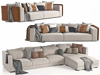 Modern Combination Sofa Fabric Multi-Person Sofa Three-Person Sofa Corner Sofa 3d model