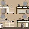 Dressing table stool mirror cosmetics 3d model