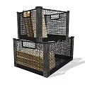 Stacked Metal Wire Mesh Storage Baskets With Black Frame For Organizing Items In Home
