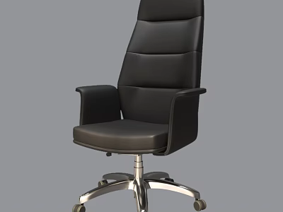 Ergonomic Black Leather Office Chair With High Back Armrests And Rolling Metal Base 3d model