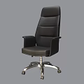 Ergonomic Black Leather Office Chair With High Back Armrests And Rolling Metal Base