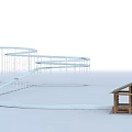 Spiral Playground Equipment With Wooden Cabin Structure For Kids Outdoor Fun