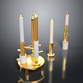 Elegant Golden Candle Lamp With Multiple White Candle Holders And Round Base