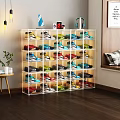 Transparent Multi layer Shoe Rack Organizer With Colorful Shoes In Modern Interior